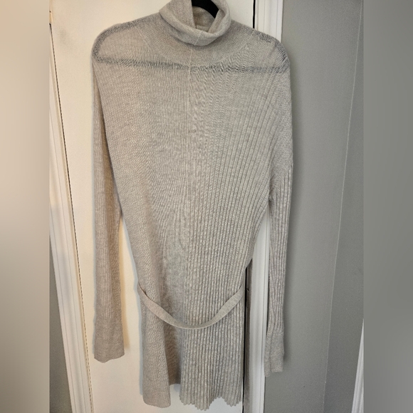 Helmut Lang Baby Alpaca Wool Turtleneck Sweater Dress Size Small Light Grey - Picture 4 of 14